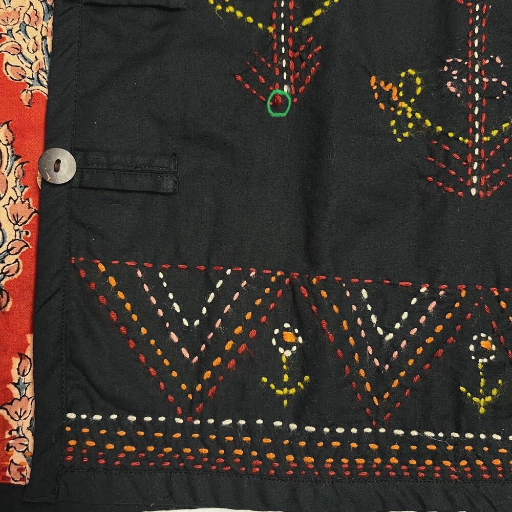 Market Place Cotton V-neck Embroidered Jacket Ethnic Boho Art to Wear Medium - Picture 5 of 16